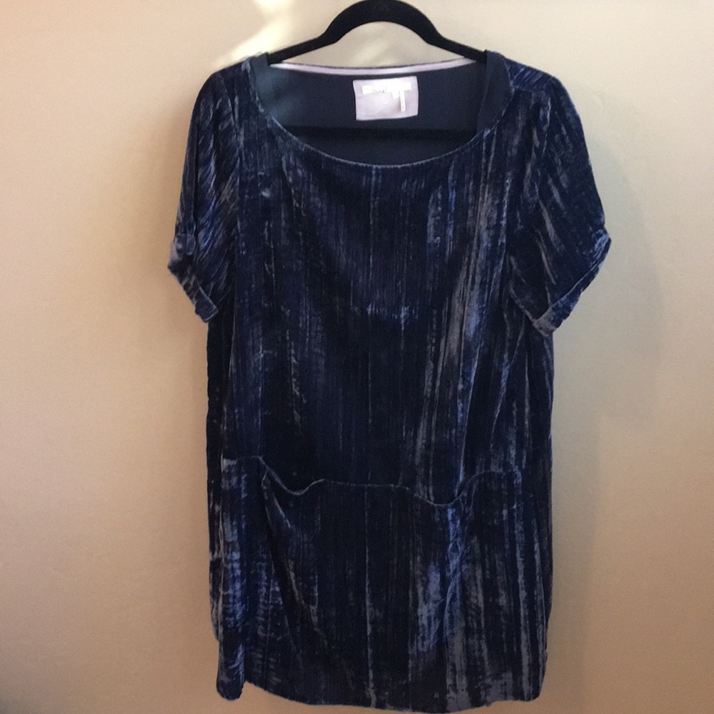 Anthropology Blue Crushed Velvet Dress